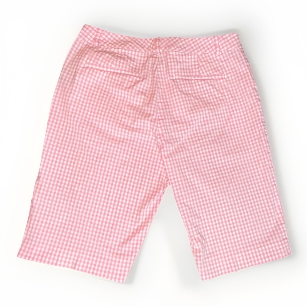 Lauren Ralph Lauren Pink & White Gingham Chino Shorts Size 8 Flat Front Preppy - Picture 5 of 5